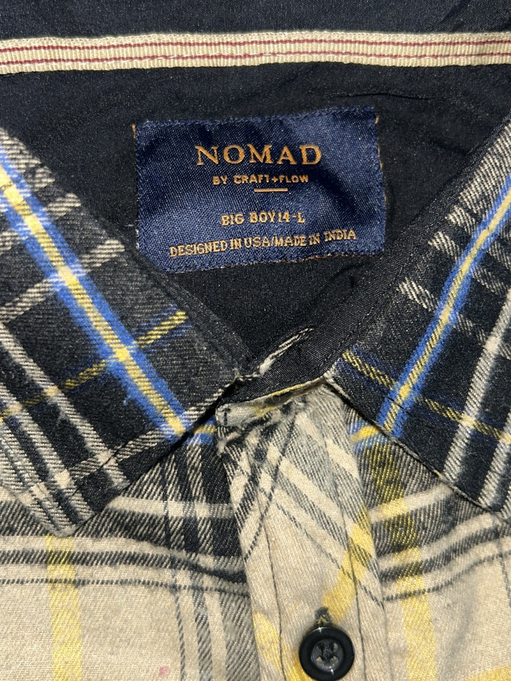 Nomad Men's Blue, Gray and Yellow Plaid Button-Down Shirt